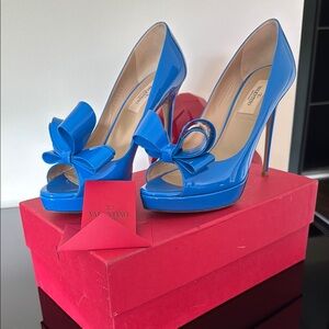 Valentino Blue Patent  Platform Heels